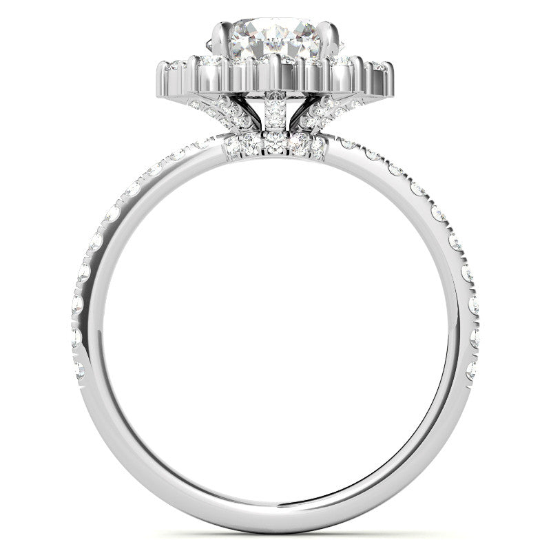 Round Brilliant Moissanite Fancy Snowflake Halo Moissanite Engagement Ring