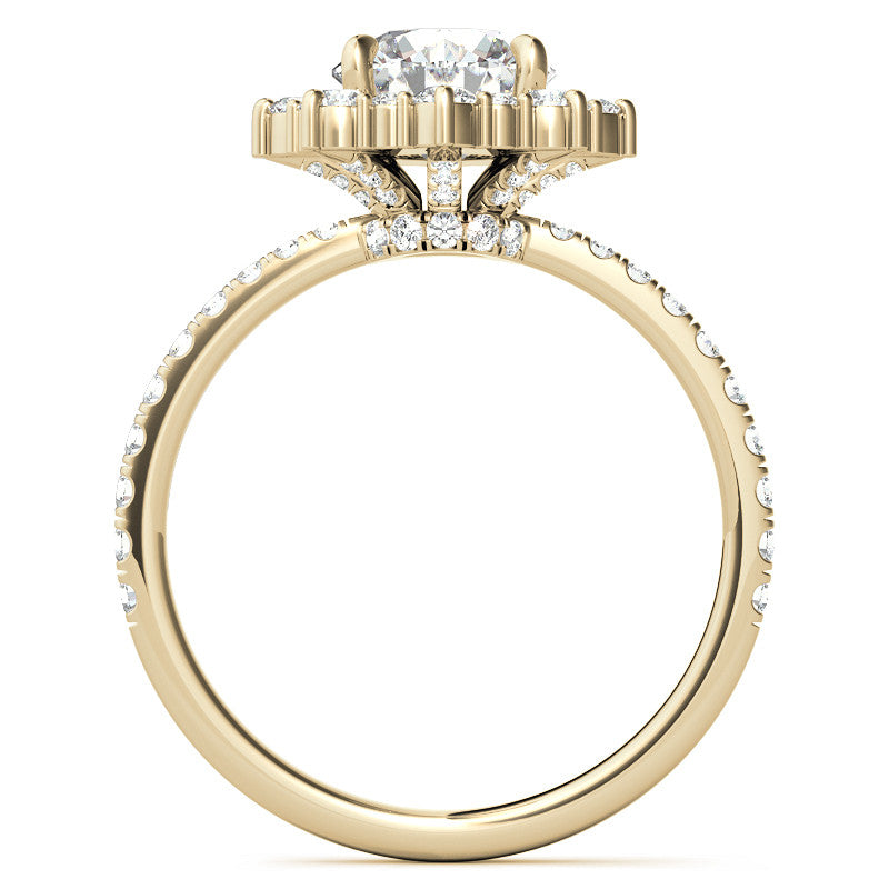 Round Brilliant Moissanite Fancy Snowflake Halo Moissanite Engagement Ring