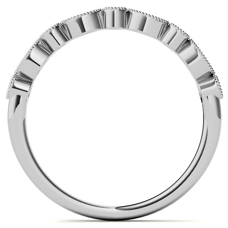 Bezel Round and Marquise Moissanite Engagement Ring with Crown Prongs