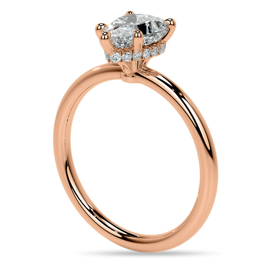 Petite Pear Moissanite Engagement Ring with Hidden Halo