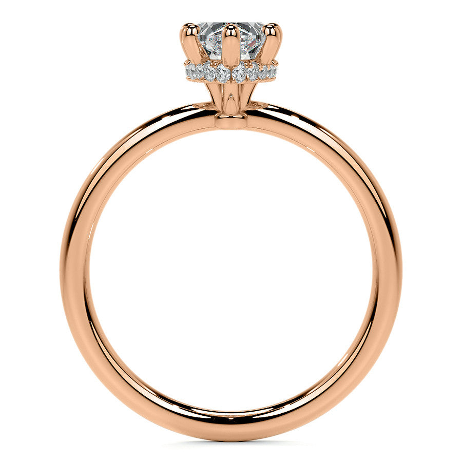 Petite Pear Moissanite Engagement Ring with Hidden Halo