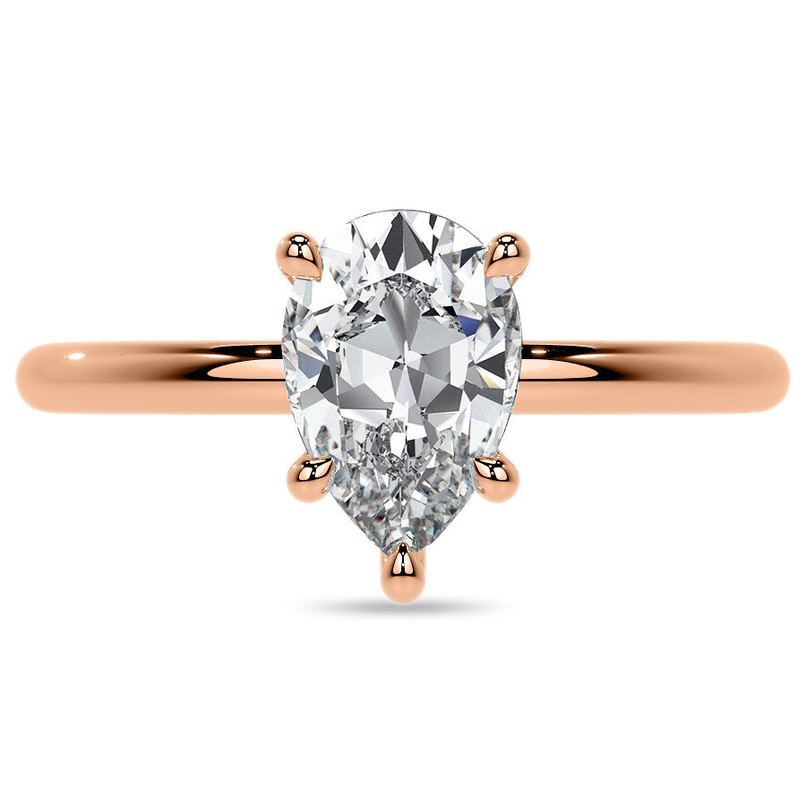 Petite Pear Moissanite Engagement Ring with Hidden Halo