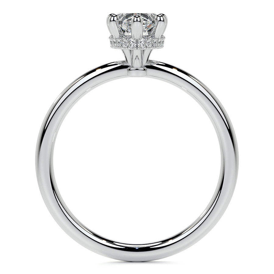 Petite Pear Moissanite Engagement Ring with Hidden Halo