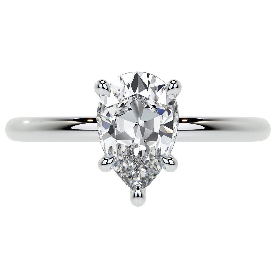 Petite Pear Moissanite Engagement Ring with Hidden Halo