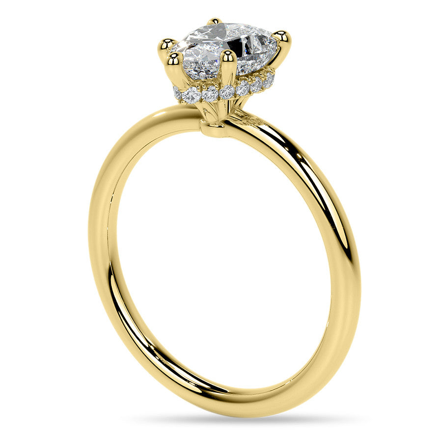 Petite Pear Moissanite Engagement Ring with Hidden Halo
