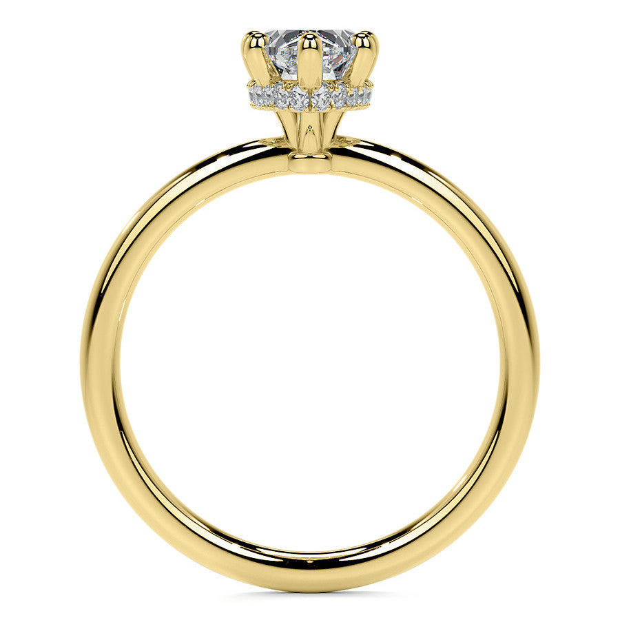 Petite Pear Moissanite Engagement Ring with Hidden Halo