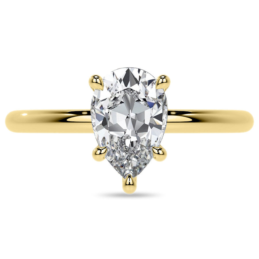 Petite Pear Moissanite Engagement Ring with Hidden Halo