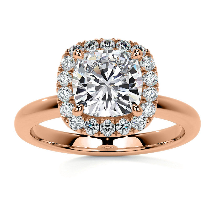 Cushion Halo Moissanite Engagement Ring with Collar