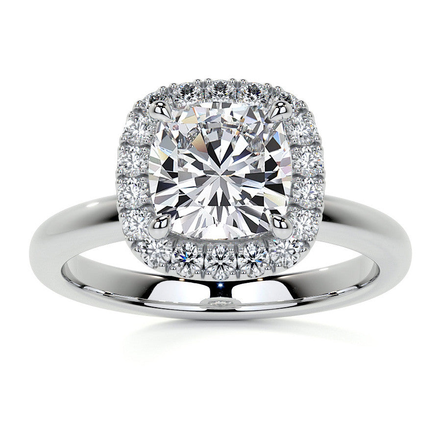 Cushion Halo Moissanite Engagement Ring with Collar