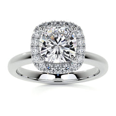 Cushion Halo Moissanite Engagement Ring with Collar
