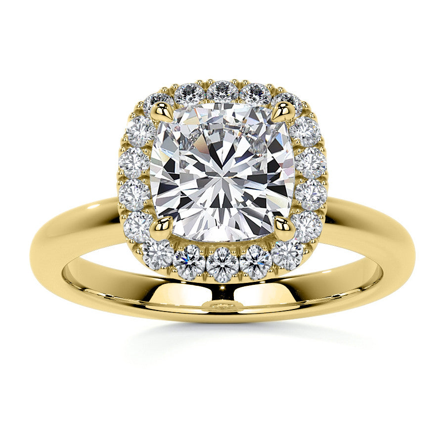 Cushion Halo Moissanite Engagement Ring with Collar