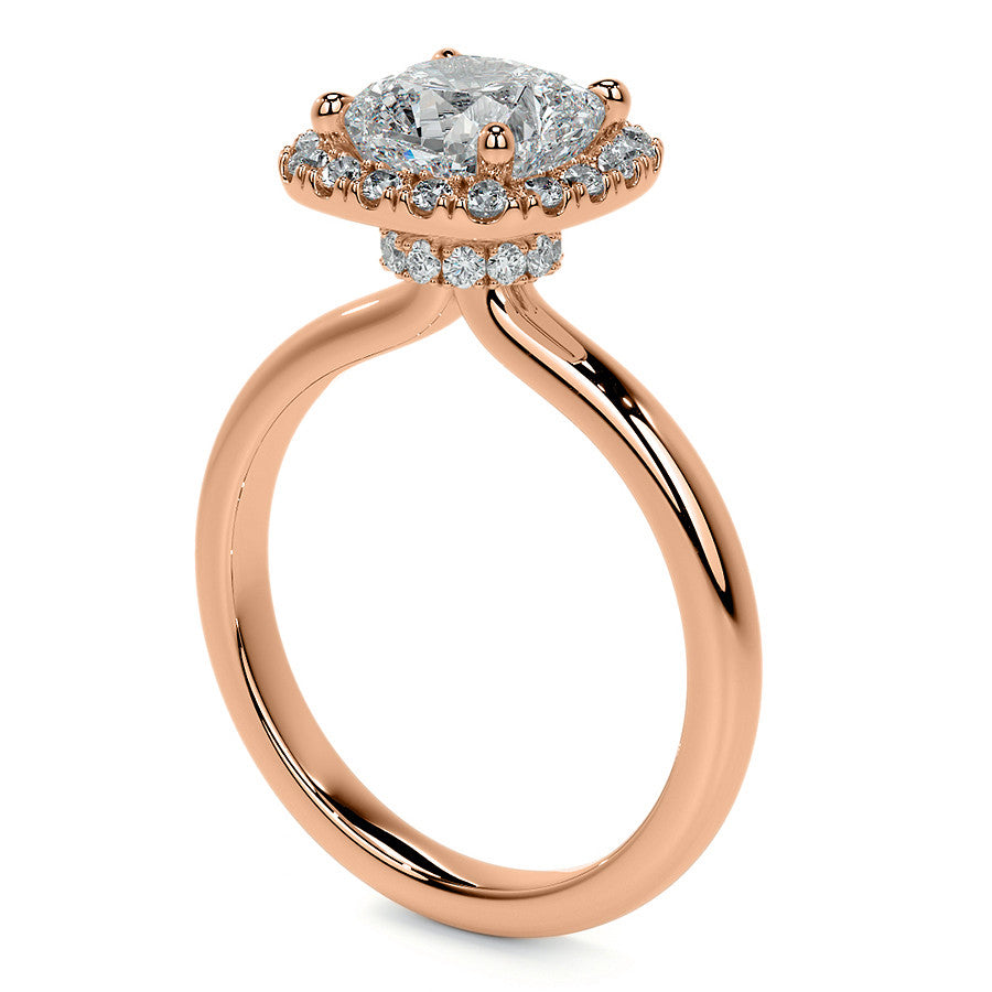 Cushion Halo Moissanite Engagement Ring with Collar