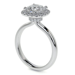 Cushion Halo Moissanite Engagement Ring with Collar