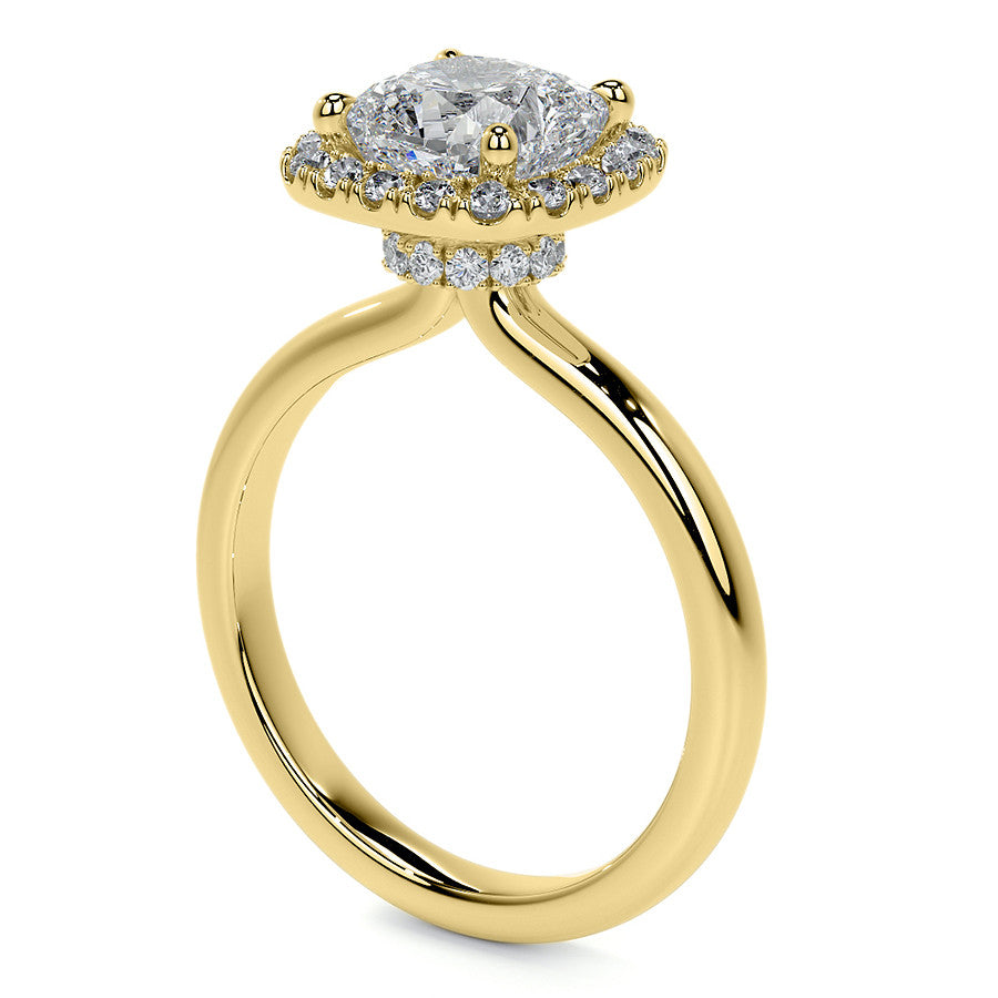 Cushion Halo Moissanite Engagement Ring with Collar