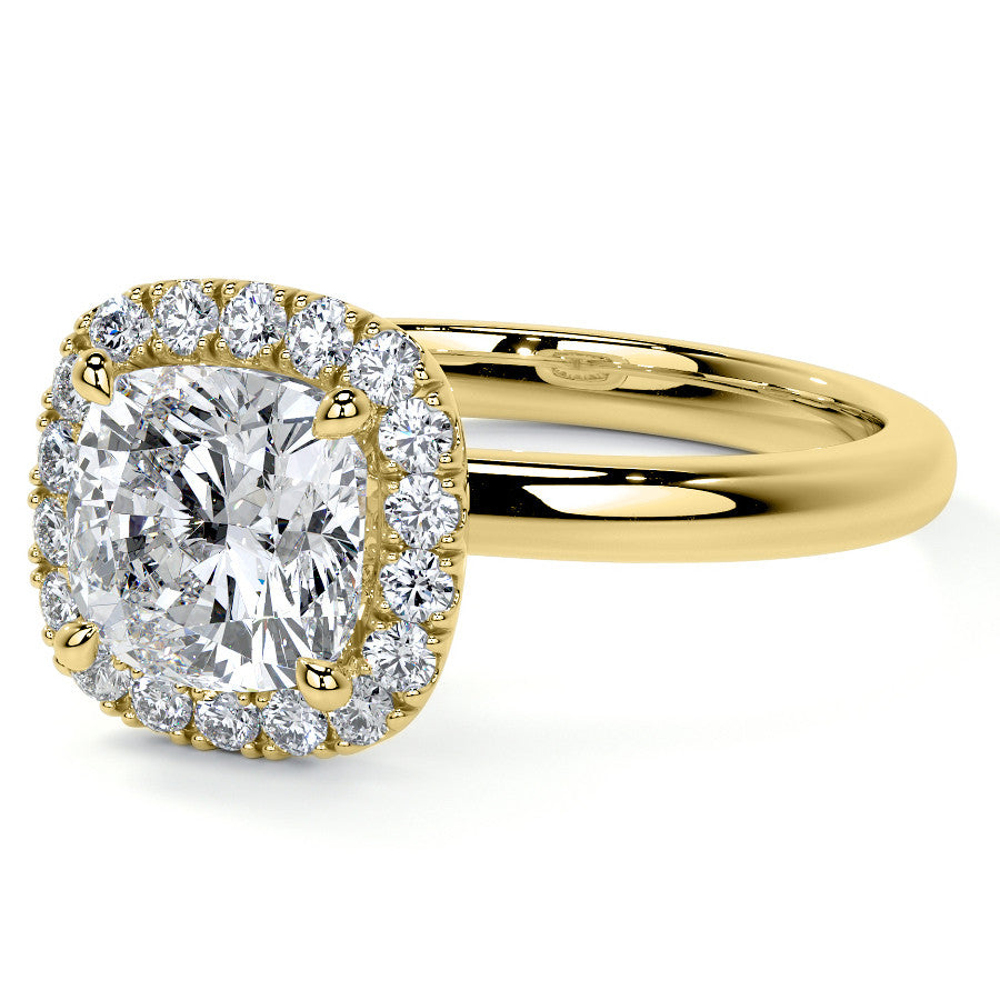 Cushion Halo Moissanite Engagement Ring with Collar