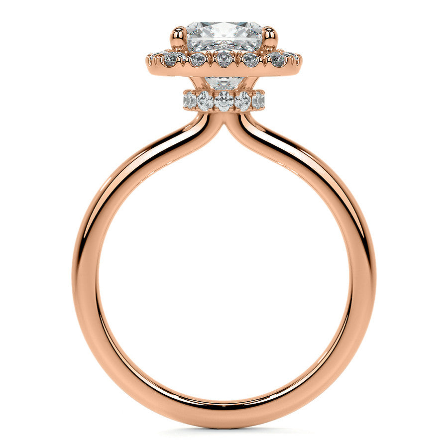 Cushion Halo Moissanite Engagement Ring with Collar