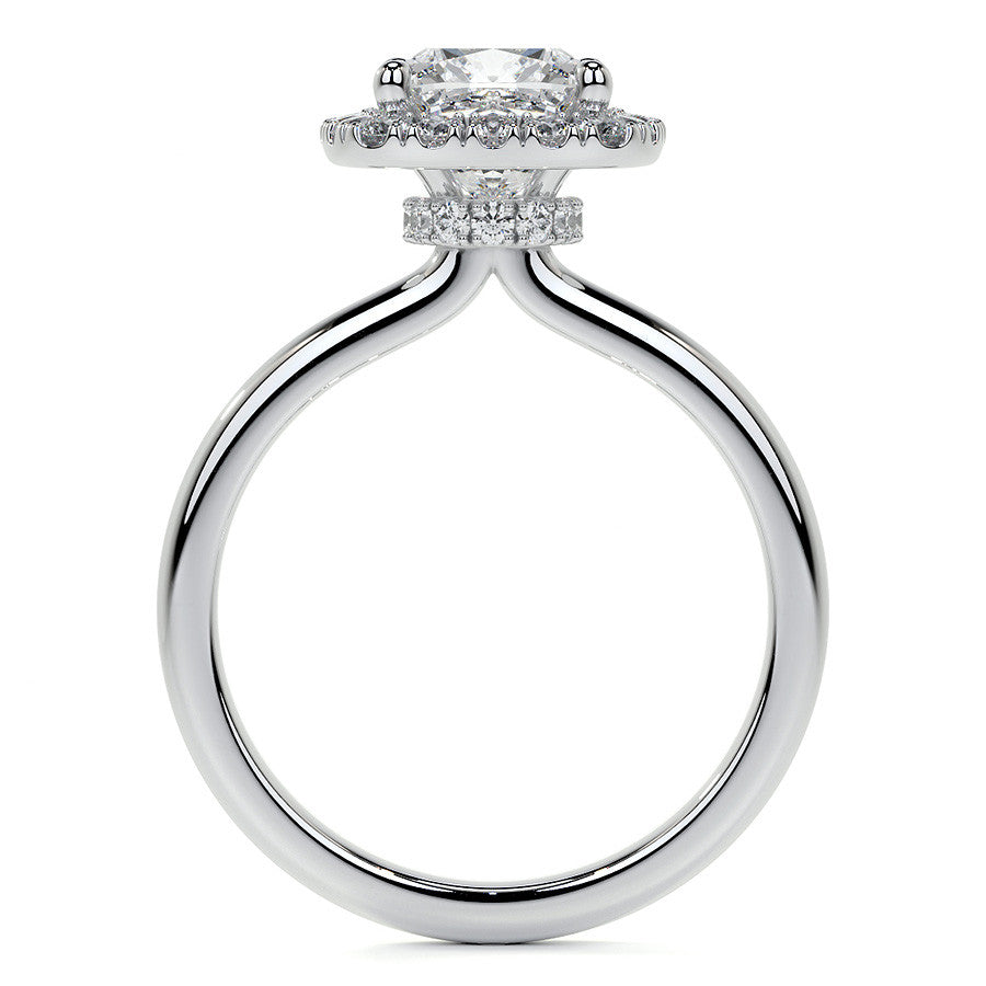 Cushion Halo Moissanite Engagement Ring with Collar