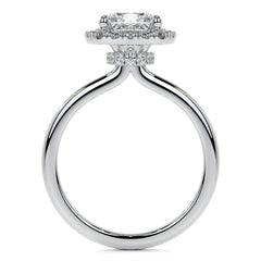 Cushion Halo Moissanite Engagement Ring with Collar