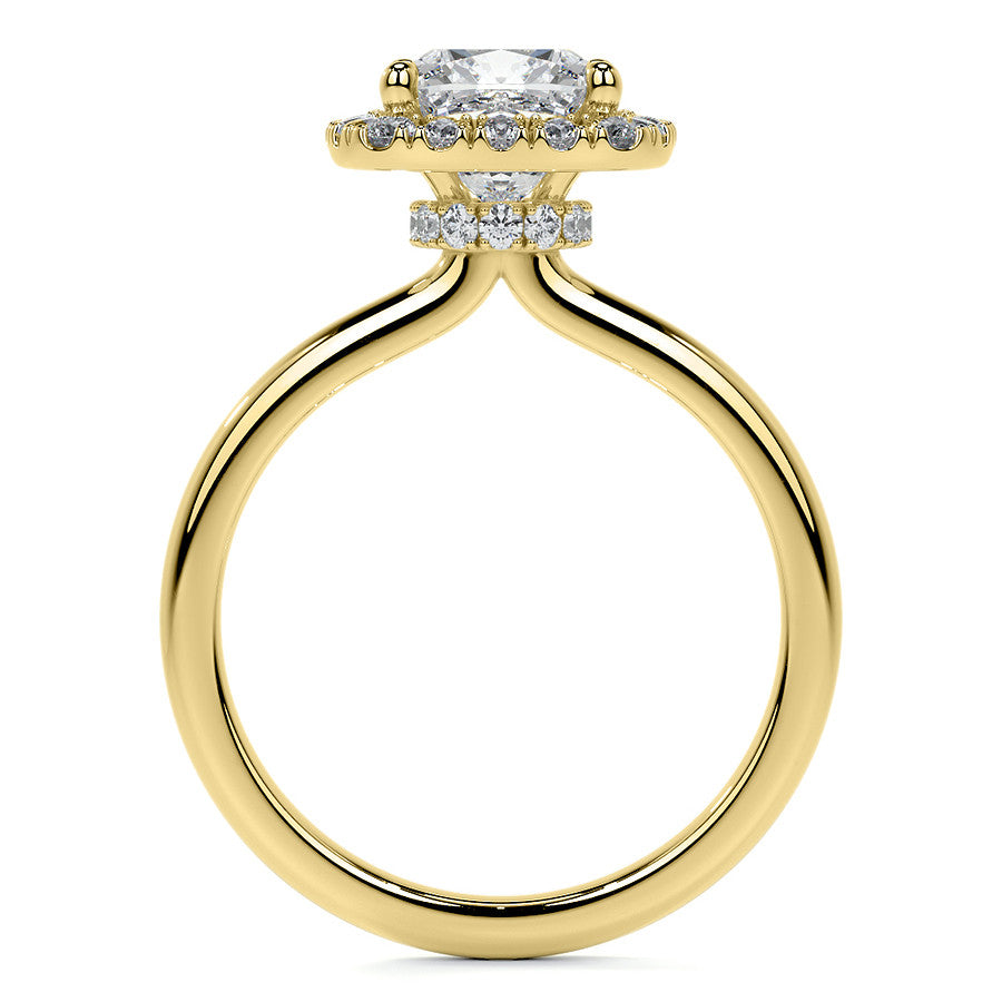 Cushion Halo Moissanite Engagement Ring with Collar