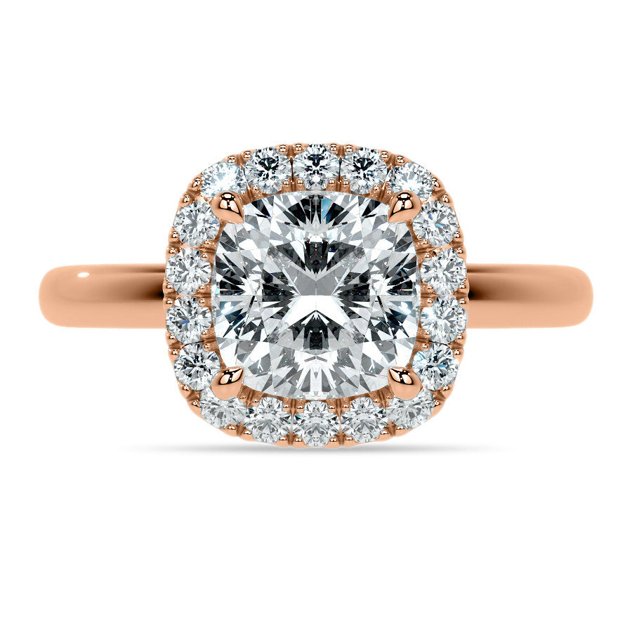 Cushion Halo Moissanite Engagement Ring with Collar