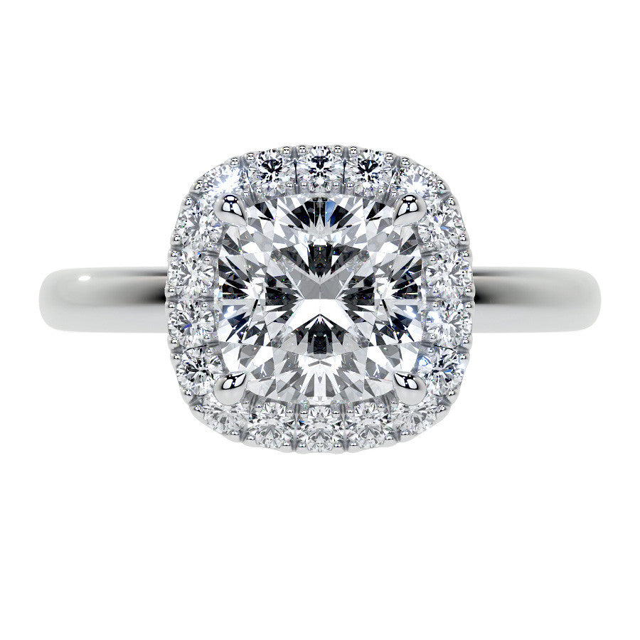 Cushion Halo Moissanite Engagement Ring with Collar