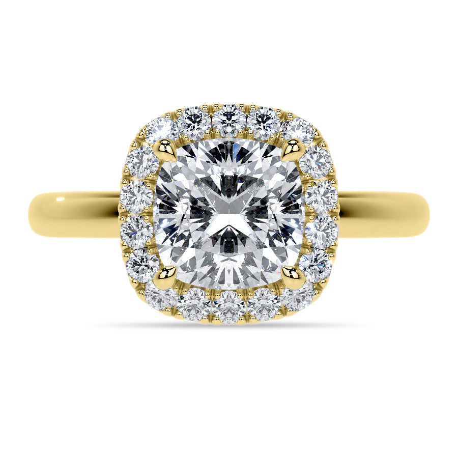 Cushion Halo Moissanite Engagement Ring with Collar