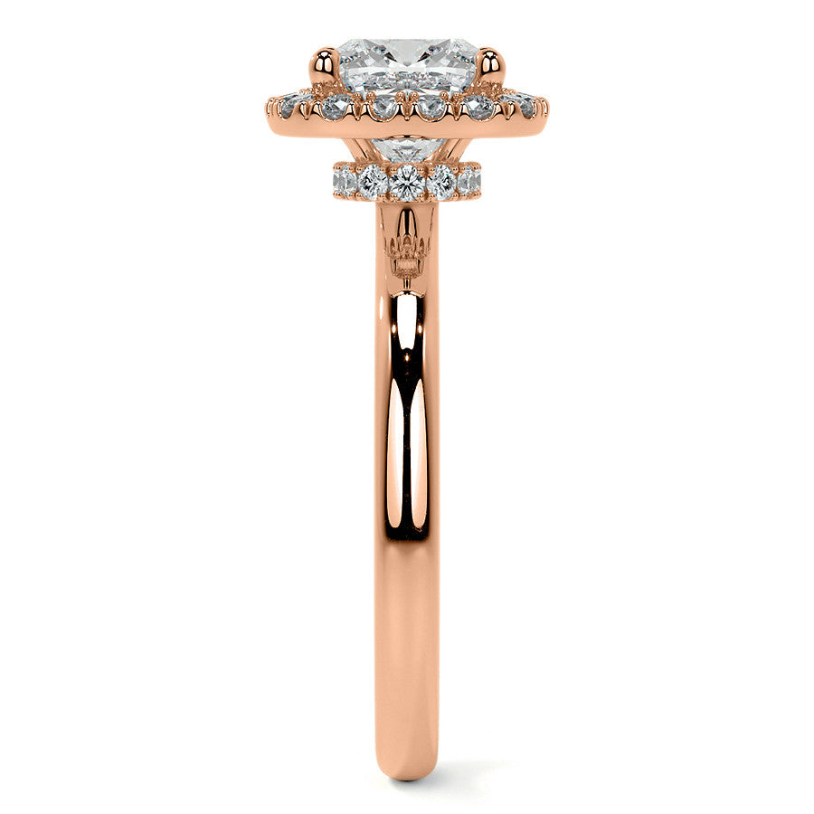 Cushion Halo Moissanite Engagement Ring with Collar