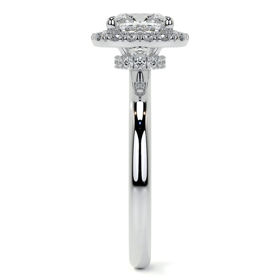Cushion Halo Moissanite Engagement Ring with Collar