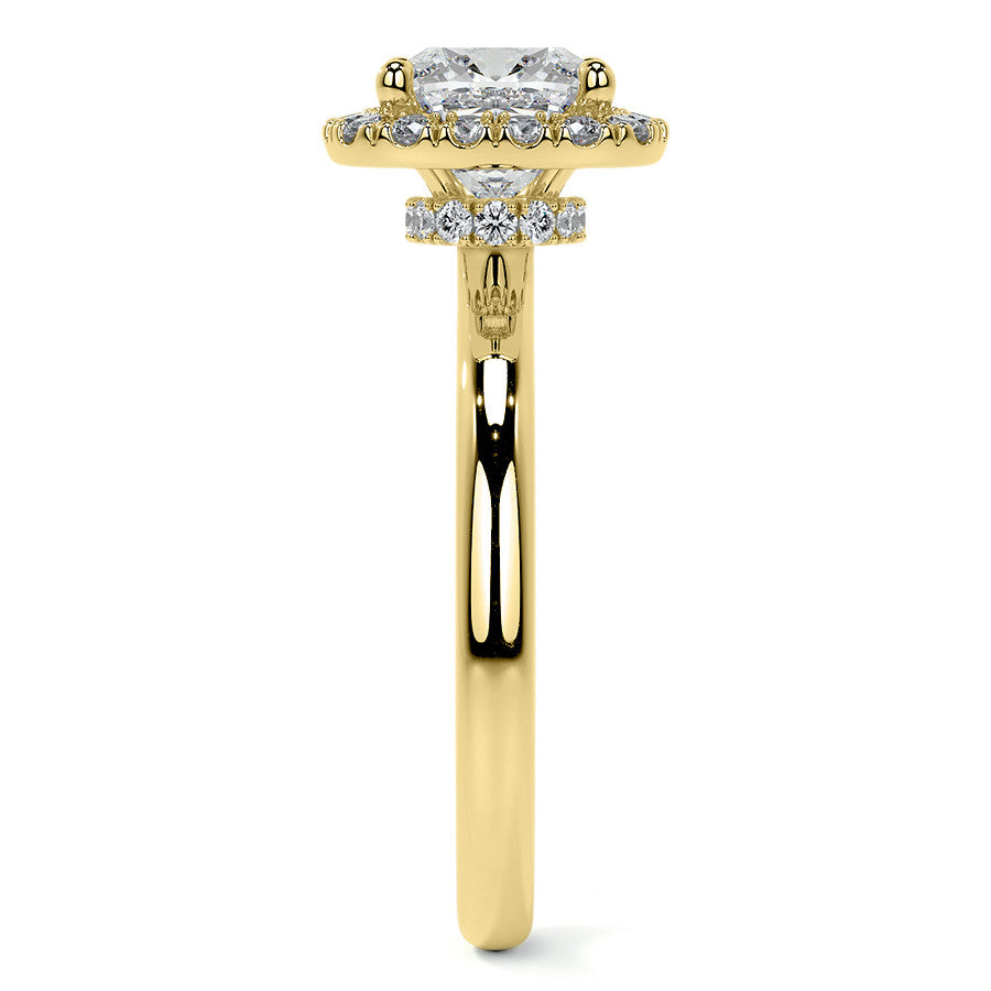 Cushion Halo Moissanite Engagement Ring with Collar