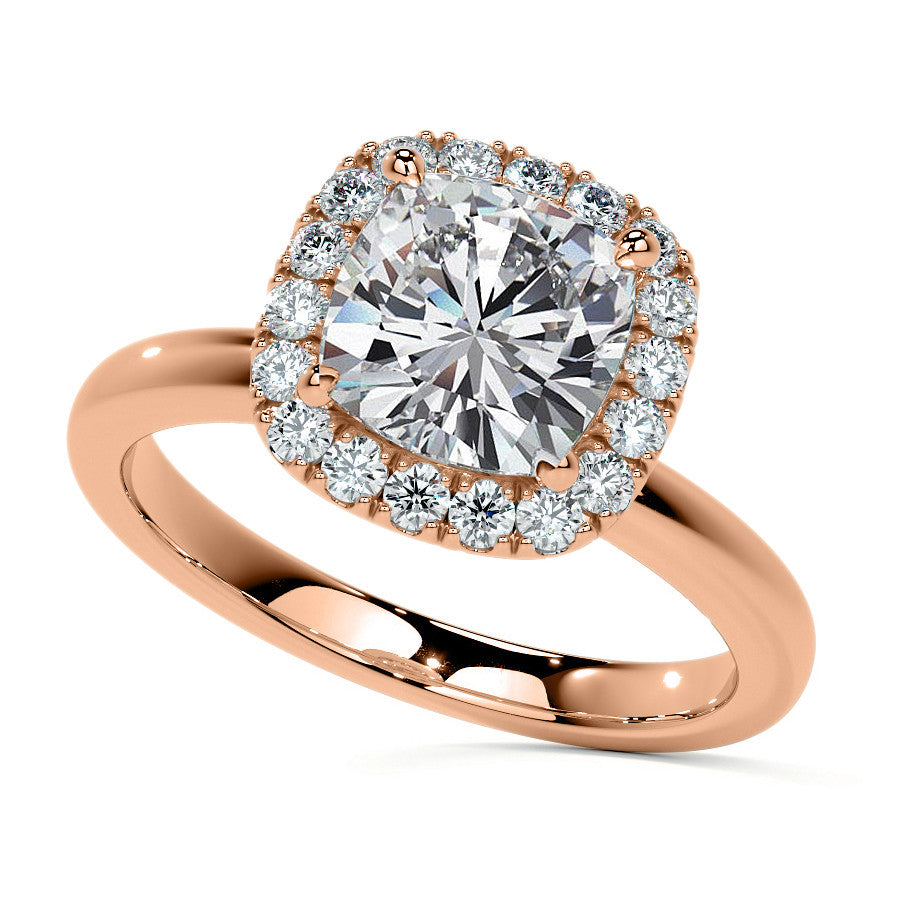 Cushion Halo Moissanite Engagement Ring with Collar