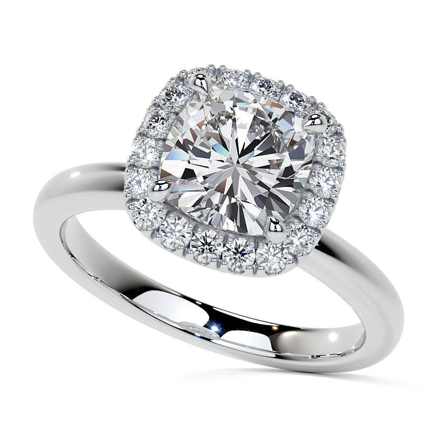 Cushion Halo Moissanite Engagement Ring with Collar