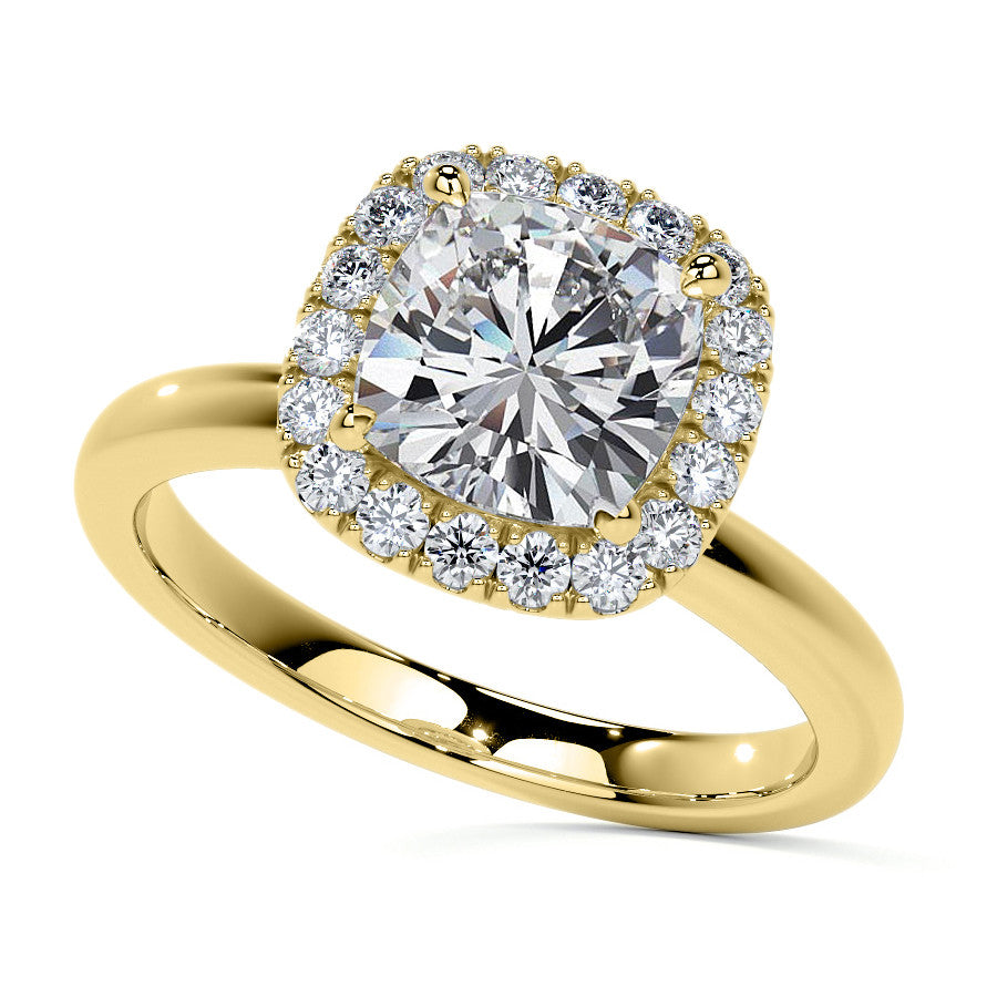 Cushion Halo Moissanite Engagement Ring with Collar
