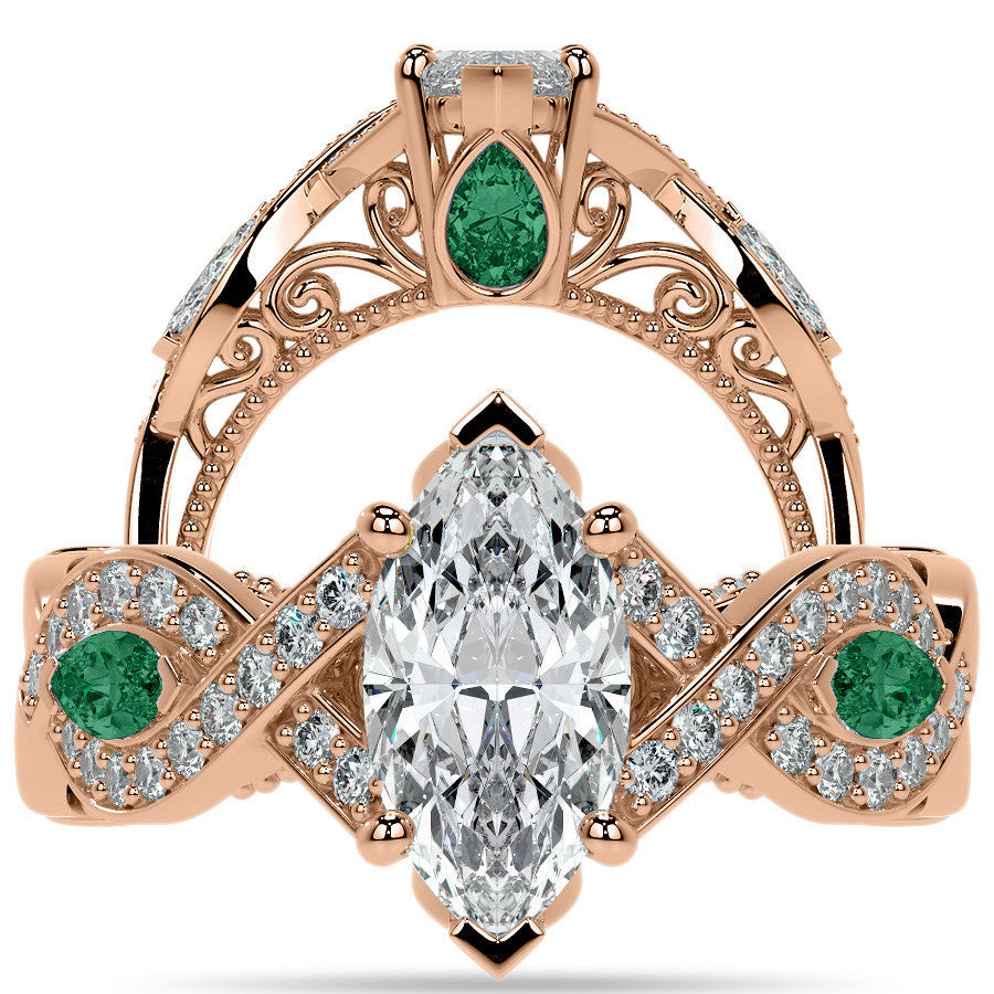 Marquise Split Shank Infinity Style Moissanite Engagement Ring