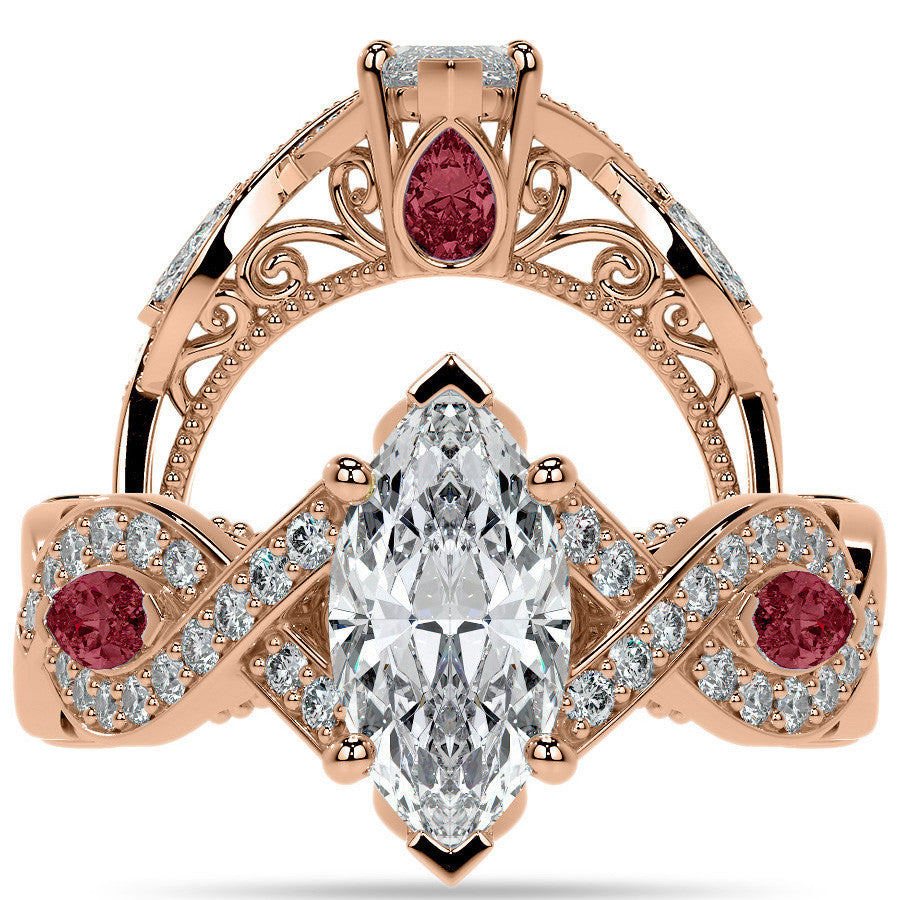 Marquise Split Shank Infinity Style Moissanite Engagement Ring