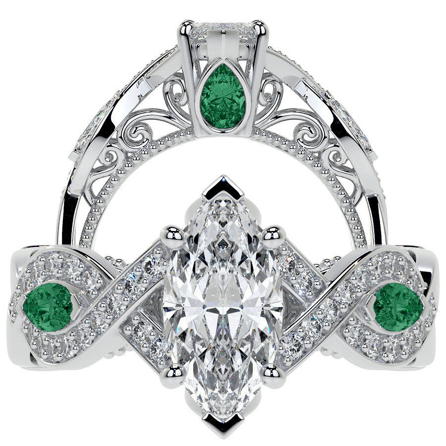 Marquise Split Shank Infinity Style Moissanite Engagement Ring