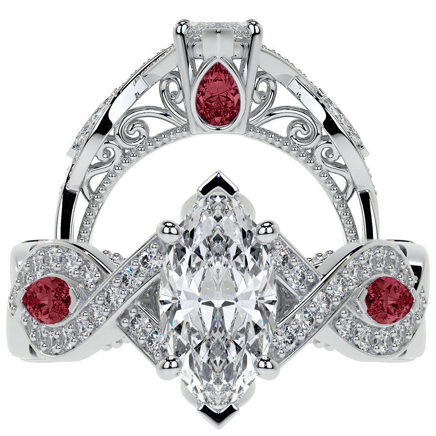 Marquise Split Shank Infinity Style Moissanite Engagement Ring