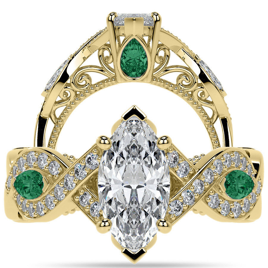 Marquise Split Shank Infinity Style Moissanite Engagement Ring