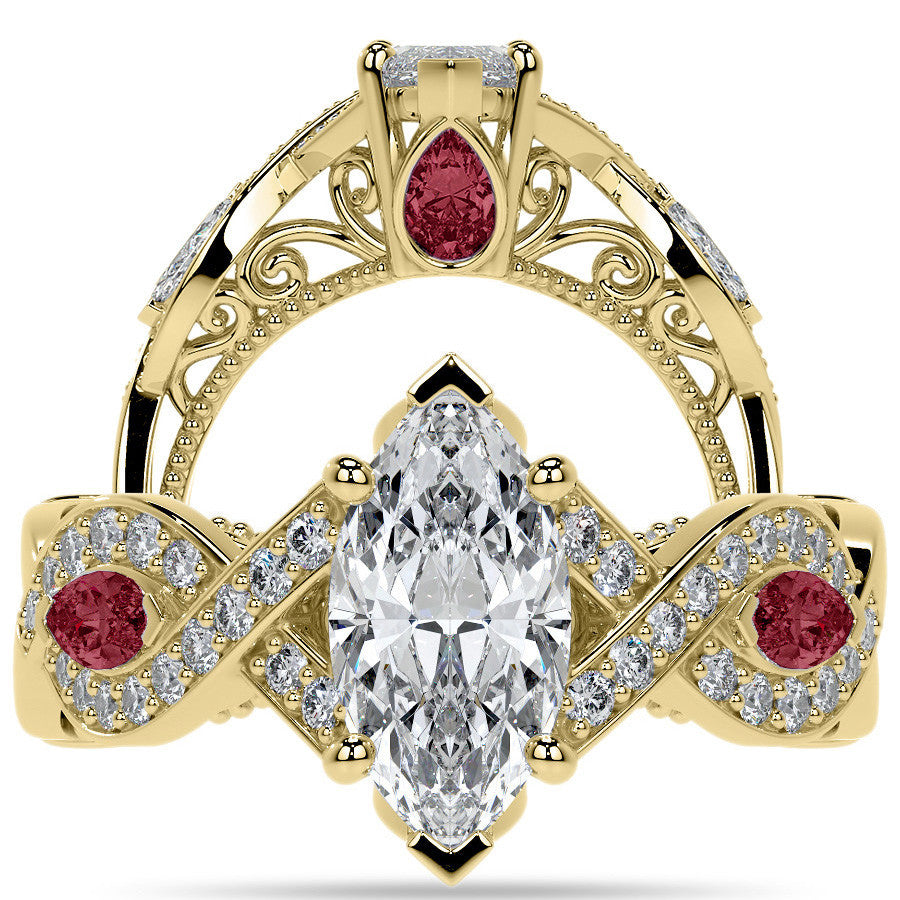 Marquise Split Shank Infinity Style Moissanite Engagement Ring