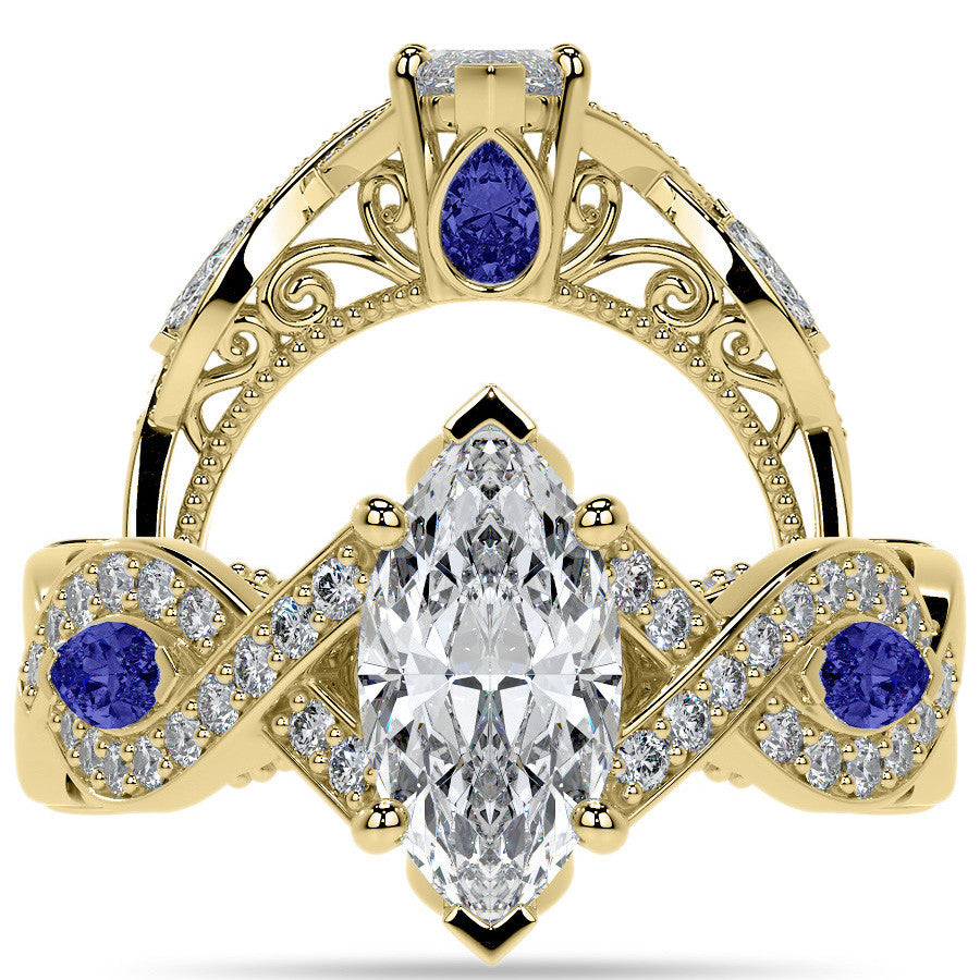 Marquise Split Shank Infinity Style Moissanite Engagement Ring