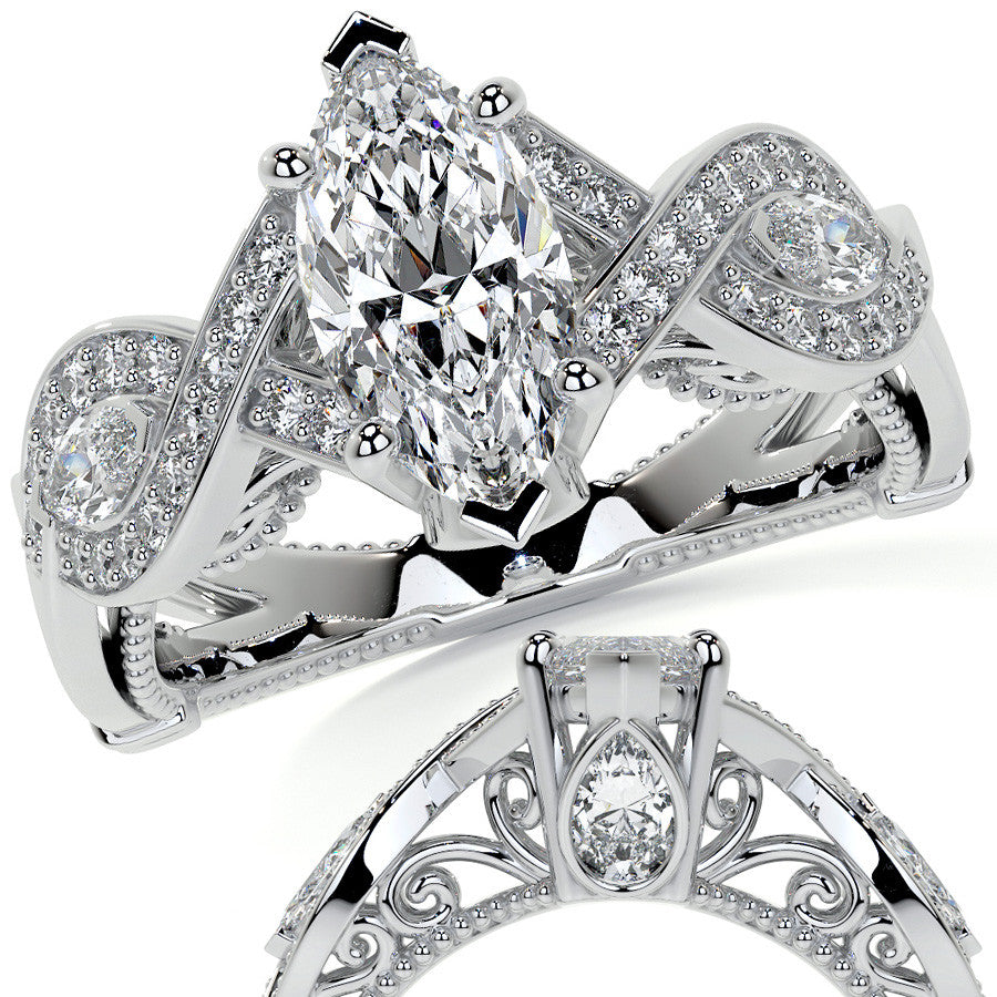 Marquise Split Shank Infinity Style Moissanite Engagement Ring