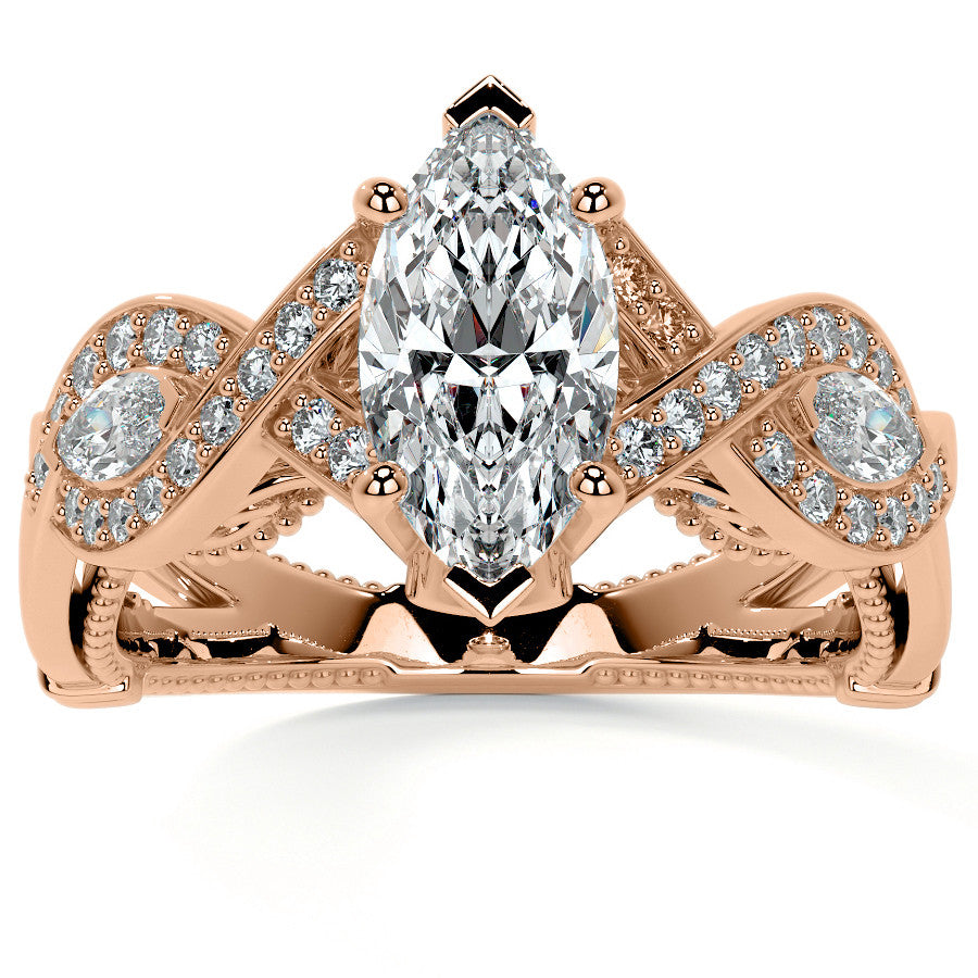 Marquise Split Shank Infinity Style Moissanite Engagement Ring