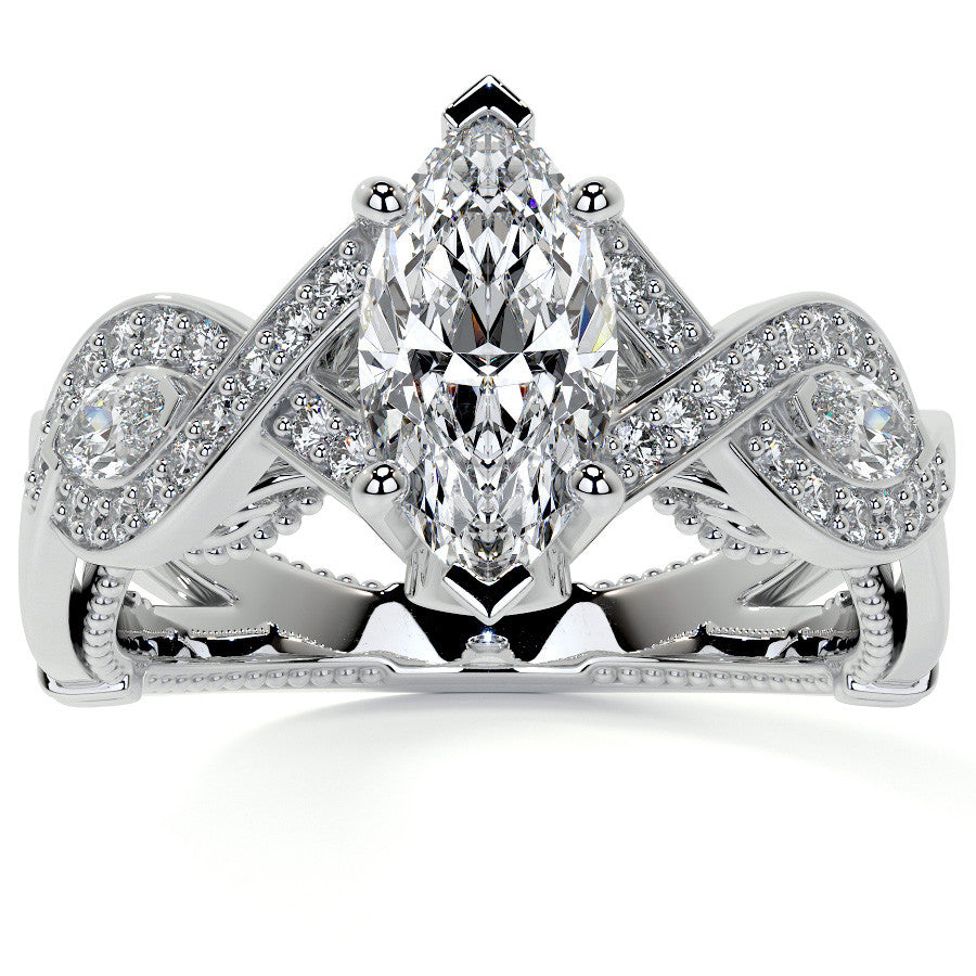 Marquise Split Shank Infinity Style Moissanite Engagement Ring
