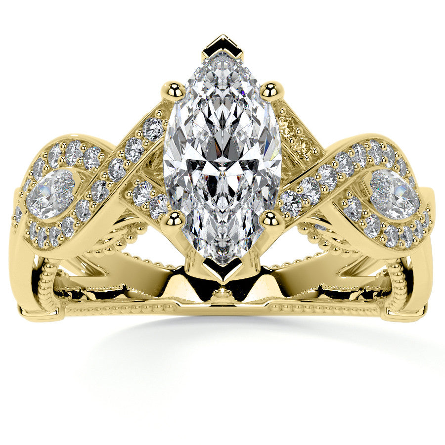 Marquise Split Shank Infinity Style Moissanite Engagement Ring
