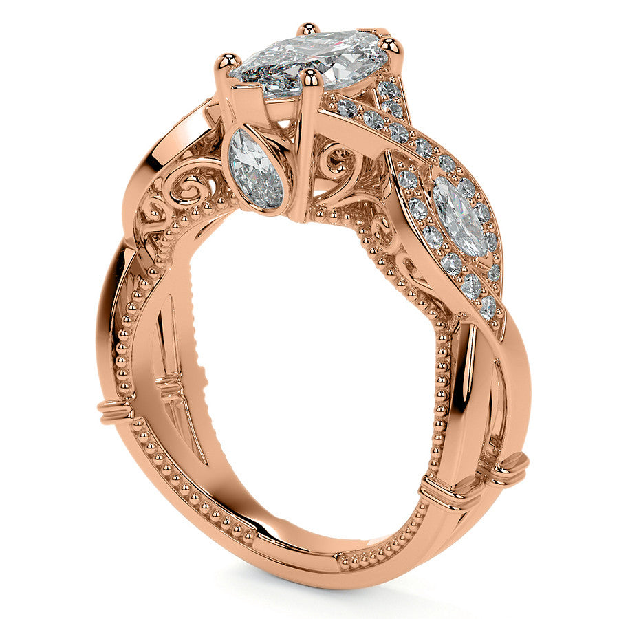 Marquise Split Shank Infinity Style Moissanite Engagement Ring