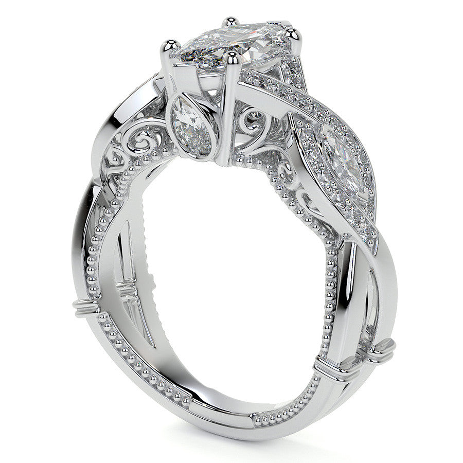 Marquise Split Shank Infinity Style Moissanite Engagement Ring