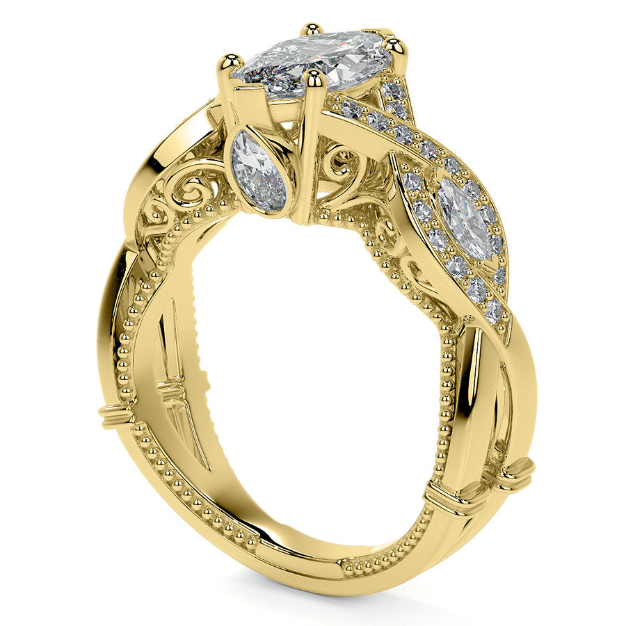 Marquise Split Shank Infinity Style Moissanite Engagement Ring