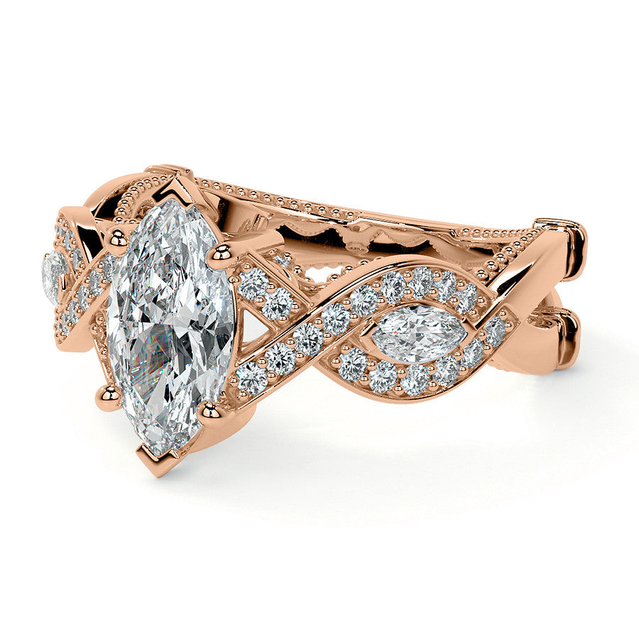 Marquise Split Shank Infinity Style Moissanite Engagement Ring