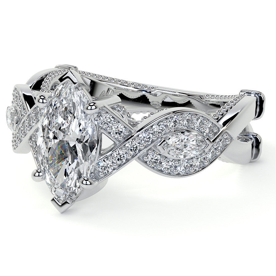 Marquise Split Shank Infinity Style Moissanite Engagement Ring
