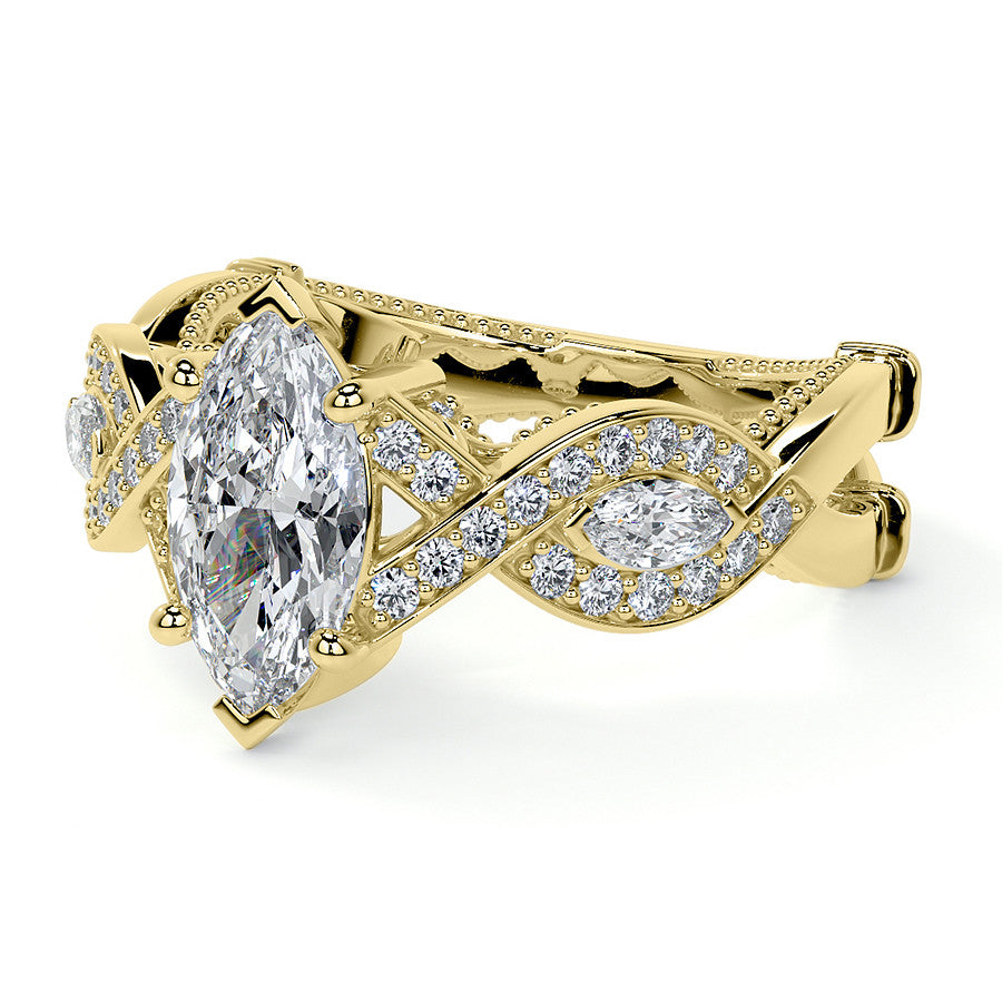 Marquise Split Shank Infinity Style Moissanite Engagement Ring