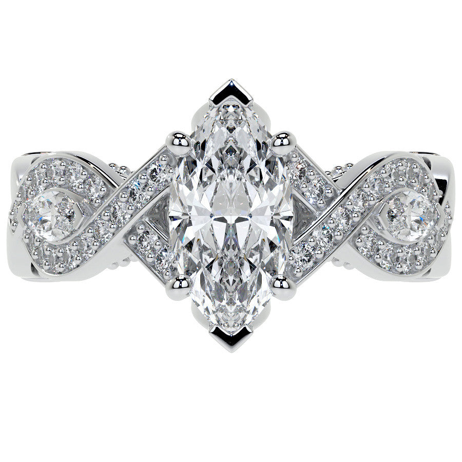 Marquise Split Shank Infinity Style Moissanite Engagement Ring